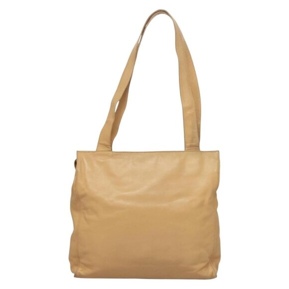 CHANEL COCO Mark Tote Bag Lamb Skin Beige Silver CC Auth 132122 - Picture 2 of 16